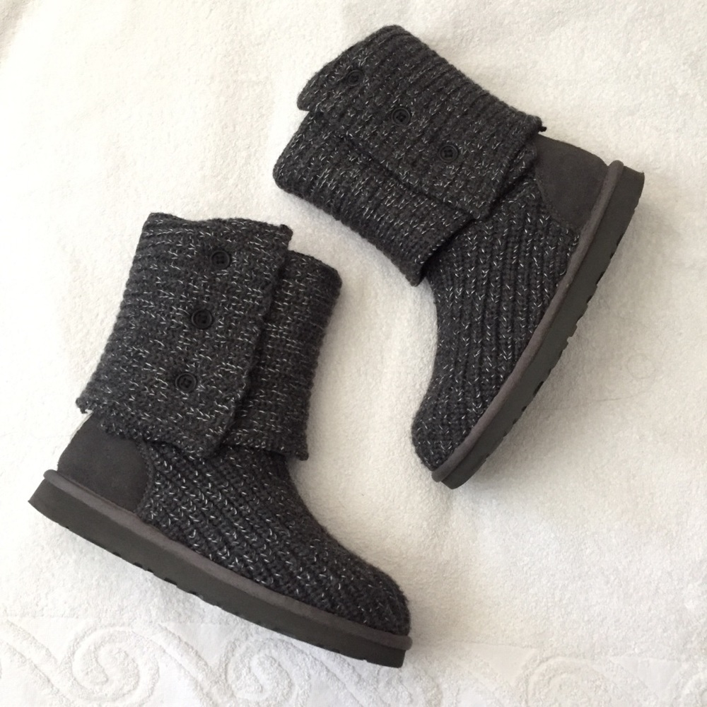 UGG Classic Cardy Silver Gray Metallic Boots with New insole replacements
